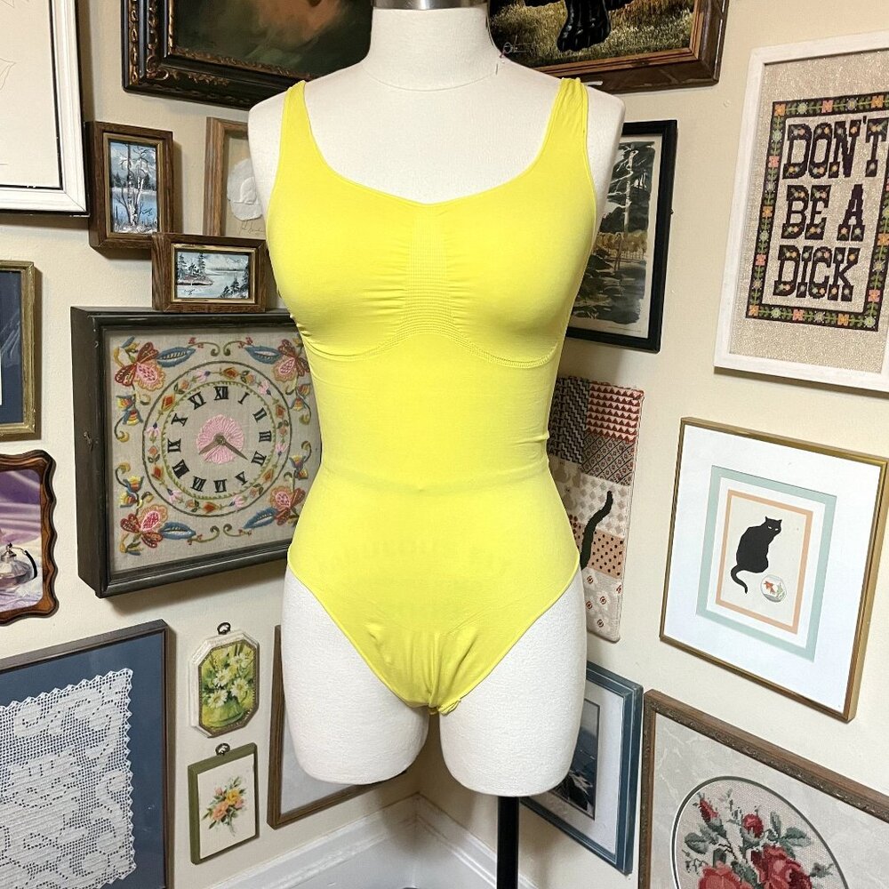 Yitty Limited Edition Color Yellow Nearly Naked Shaping Thong Bodysuit 2X